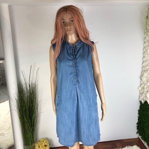 NWT Max Jeans Denim Ruffle Dress Pockets Size S - Picture 9 of 10